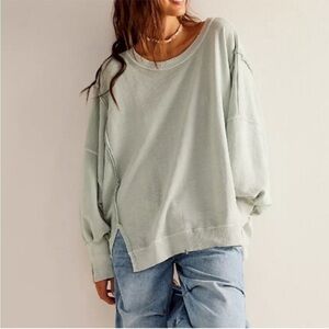 We The Free - Free People Camden Sweatshirt in Sea Glass Size XS oversized